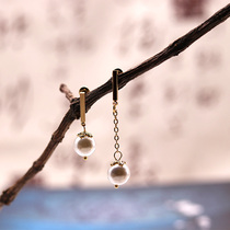 Office Workers Extremely Minimalist White Mother Bay Pearl Ear Nails Asymmetrical small and delicate earrings Elegant Ear Pendant