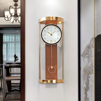 New Chinese hanging clock Living room hanging table Home solid wood light extravagant clock creative Chinese wind decoration hanging wall quartz clock table
