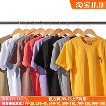 Multi-color MBBCAR tide 240g cotton color feather embroidered seal retro heavy slim short sleeve T-shirt base shirt