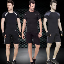 Gymnasium sportswear suit Men spring summer indoor shorts running tights quick-dry slim short-sleeved fitness suit men