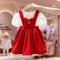 Girls' dress Summer 2022 New children's suit Foreign-style summer belt Princess skirt thin tide