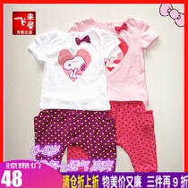 Snoopy girls summer suit clearance white short sleeve T-shirt wave dot bottoming shorts Children Baby two-piece set