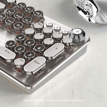 Steampunk mechanical keyboard and mouse set green axis black axis e-sports game special retro 87 keys wired laptop desktop Mountain sea bear cut string keyboard mouse girl round key high face value