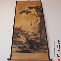 Antique calligraphy and painting Chinese painting Celebrity calligraphy and painting Middle hall painting Living room hanging painting Landscape painting Two cranes plum blossom picture has been mounted