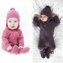 UK next kid Nordic knitted baby cotton sweater Autumn and winter baby one-piece winter 3-piece childrens clothing