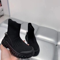 bora bora Korean childrens shoes girls socks boots 2021 spring new childrens fashion mid-tube flying woven shoes foreign trend