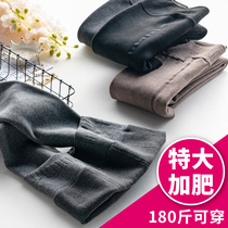 Plus velvet padded leggings womens autumn and winter warm one-piece socks pants plus fat size fat girl mm black dark gray