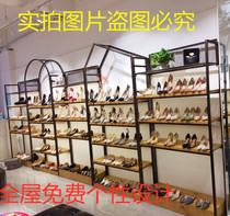 Solid wood combination shoe bag display cabinet Shoe store shoe rack Childrens shoes display rack Shoe bag sample display rack Cosmetics display rack
