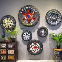 American loft retro industrial wind tire wall bar clothing store pendant wall decoration creative wall versatile decoration