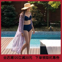 New Korean swimsuit ins Sexy Steel Holders Small Chest High Waist Bikini Three Piece Hot Spring Resort Beach Swimsuit