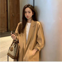 2020 autumn and winter new solid color windbreaker casual English wind long temperament slim windbreaker coat student tide