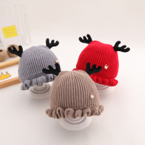 Baby hat children baby autumn winter 0-12 months 6 cute deer corner 1 year old girl warm hair wire cap