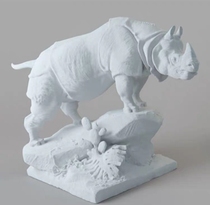 Rhino stone statue rhino sculpture C4D model creative scene 3D model material SX222