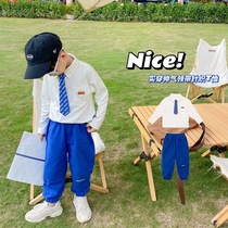 Spring Boys' College Korean Style Suit Performance Costume Kids Handsome Fashionable T-shirt Workwear Trousers Western Trendy