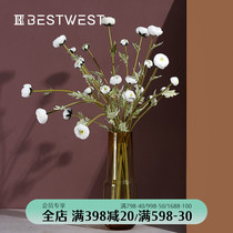 BEST WEST White Camellia imitation flower ornaments home living room table fake flower set set bouquet vase decorations
