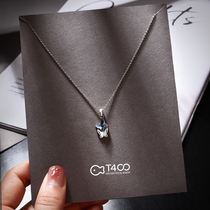 T400 butterfly crystal necklace light luxury niche design sense 2021 new female sterling silver clavicle chain birthday gift