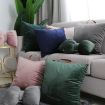 Nordic ins velvet leather handle velvet sofa model room bedroom cushion bedside removable pillow pillow