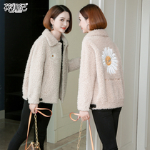 Granular sheep shearing coat womens short 2021 new Korean fur one-piece lamb fur grass coat small man