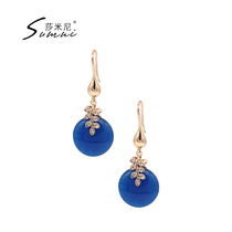 sumni Samini European and American style fresh jewelry summer new colored stone water drop round earrings female