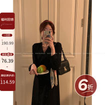 Lune Black Dress Shirt Woman Early Autumn New Style Retro Design Sense little crowdfashion Fashion Temperament Slim long dresses