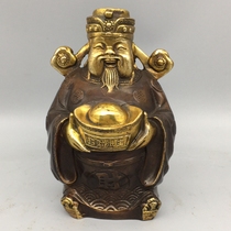 Pure copper chaetheon red copper-rich gold chaejin gods hold polyppot culture and treasure god handicraft to stand up and make a fortune