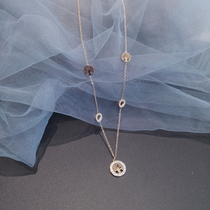 Simple temperament does not fade titanium steel necklace female Net red round diamond pendant choker ins cold wind neck chain