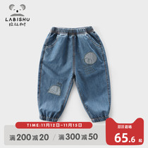 Rabbi tree childrens clothing 2021 summer new childrens mosquito pants cotton baby casual thin trousers boys jeans
