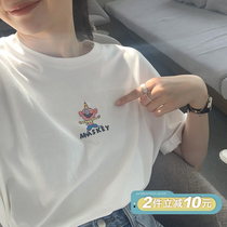 JHXC printed cotton short-sleeved T-shirt female tide 2020 Summer new loose Korean student round neck top