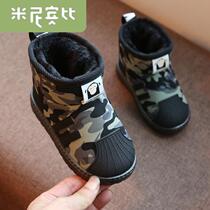 Childrens shoes 2021 Winter new childrens snow boots mens waterproof non-slip girls short boots baby plus velvet warm shoes