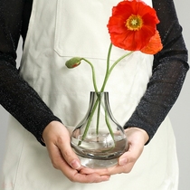 Nordic Ins Color Minimalist Super Thick Water Drop Crystal Clear Glass Vase Floral Flower Arrangement Single Decorative Swing