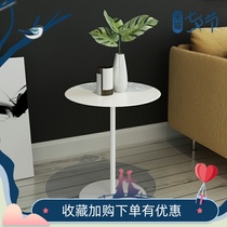 Nordic light luxury metal table Casual cafe Modern small round table Coffee table corner sofa side bedside wrought iron cabinet