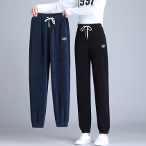 women's cotton fleece sports pants spring autumn 2022 new elastic foot lantern pants autumn thin chenille women's pants