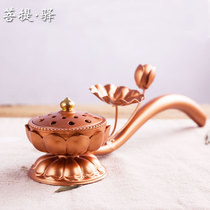 Pearl red golden Lotus hand stove Special for Buddhas with long handle incense burner incense burner Dharma dharma Buddha household