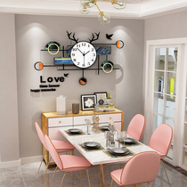 Deer head restaurant decoration clock wall clock Living room household fashion creative net red Modern simple light luxury wall clock