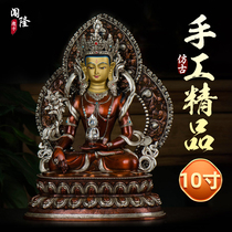 Breaking of the Tibetan King Buddha statue of 10 inches bronze - gill gold - and - silver handmade copper image crafts