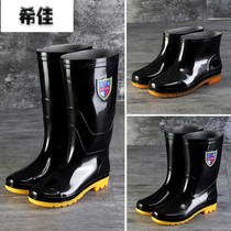 Waterproof beef tendon sole rubber shoes wear-resistant high barrel rain boots thick water shoes non-slip labor protection car wash water boots construction site mens large