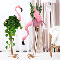 ins Nordic style net red Shop window decoration Wedding home Living room floor decoration ornament Flamingo flower pot
