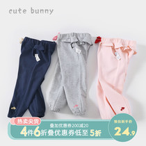 cutebunny baby autumn clothing small girl foreign air casual pants wave baby pure cotton pants children treasure open range pants