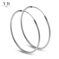 Sterling silver earrings Korean temperament large circle simple drop earrings womens atmosphere exaggerated earrings 925 silver ear buckle ear ring