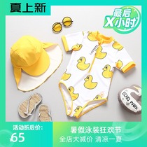 Han Fan tide ins one-piece girls cartoon swimsuit Baby baby diving swimsuit sunscreen suit with hat tide