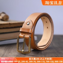 Handmade Italian vegetable tanning leather leather hand-dyed belt Mbbcar