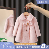 Girls woolen coat 2021 New Long style plus cotton thickened woolen coat baby foreign girl baby winter dress