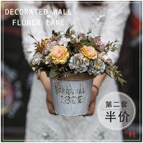 Simulation industrial wind green plant iron box cement flowerpot green plant potted flower plant insert floral simulation ornaments