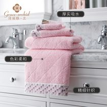 Jie Liya Lan pure cotton absorbent soft towel household men and women couples face towel square towel three-piece gift box