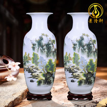 Jingde Town ceramic appellant imitated ancient green flower porcelain large vase decoration living room rich and precious bamboo plug-in hawk craft decoration