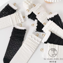 White Socks Woman Summer Money Pure Cotton Summer Thin Middle Silo Socks Pure Color Heaps Pile Socks Mary Treasures Shoes Long Barrel Socks Summer