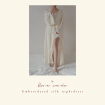 Rose rosee Vintage French Suspender Night Dress Elegant Embroidered Pajama Set Silk Vintage Court