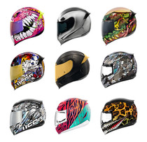 ICON Pink Rabbit Gambler and pure carbon fiber Airmada Airflite motorcycle helmet in a variety of styles