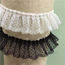 High quality black and white skirt collar Cuffs Barbie dress Curtains Wild pleats Lace trim accessories
