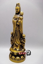 Pure copper South Sea Guanyin Bodhisattva Buddha statue home ornaments happiness Guanyin Pingan Buddha bronze statue to send son Guanyin